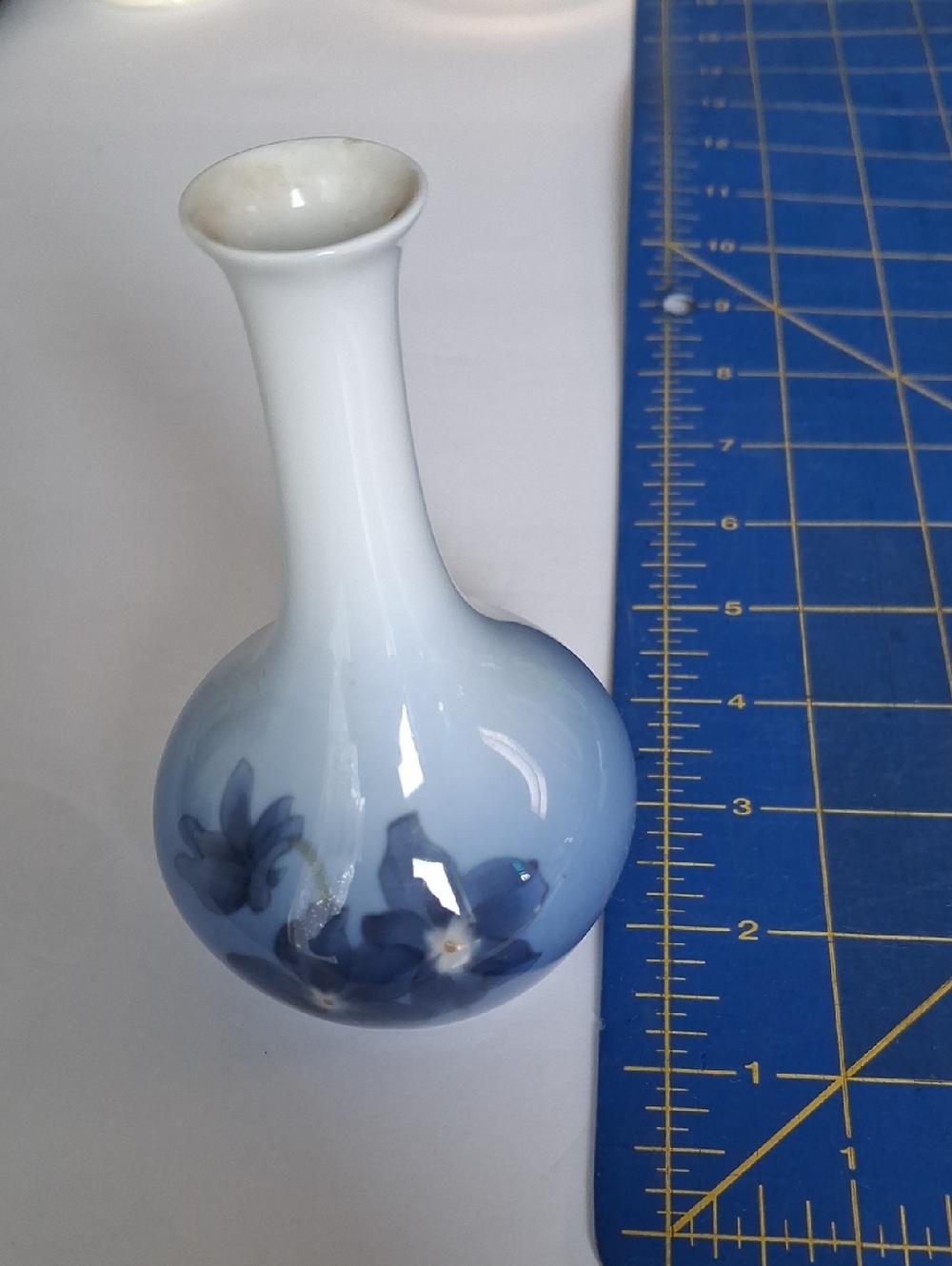 Bing & Grandahl Blue Floral Porcelain Bud Vase